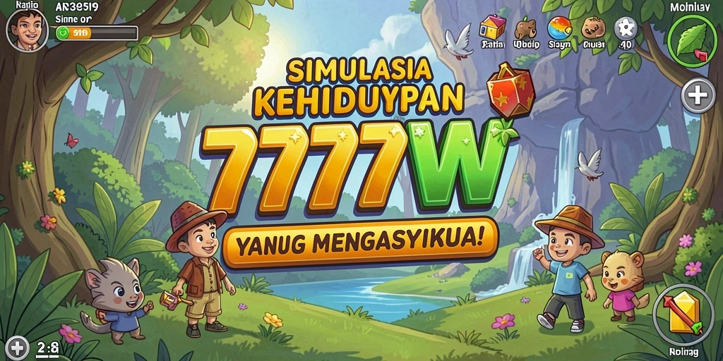 Tampilan gameplay yang menakjubkan dari 7777W dengan karakter dan lingkungan interaktif.