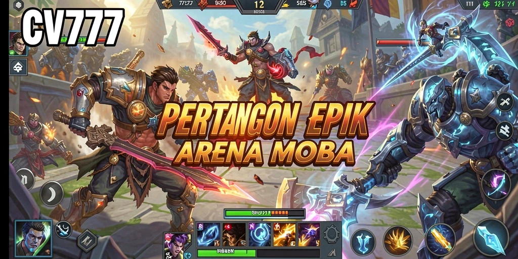 Tampilan gameplay intens di arena CV777 dengan karakter yang beragam.