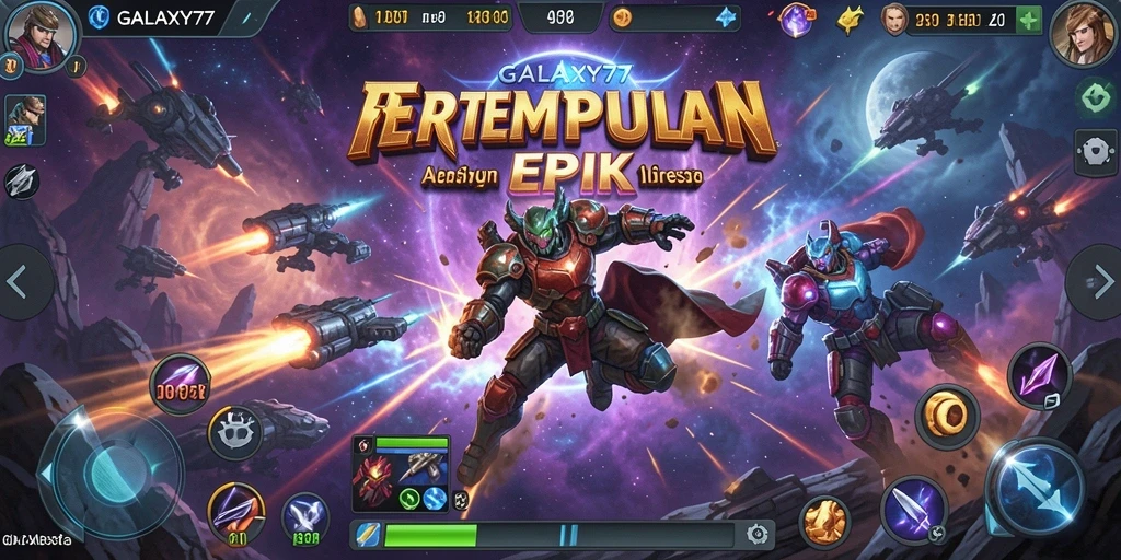 Tangkapan layar gameplay GALAXY77 menunjukkan aksi Battle Royale yang mendebarkan.
