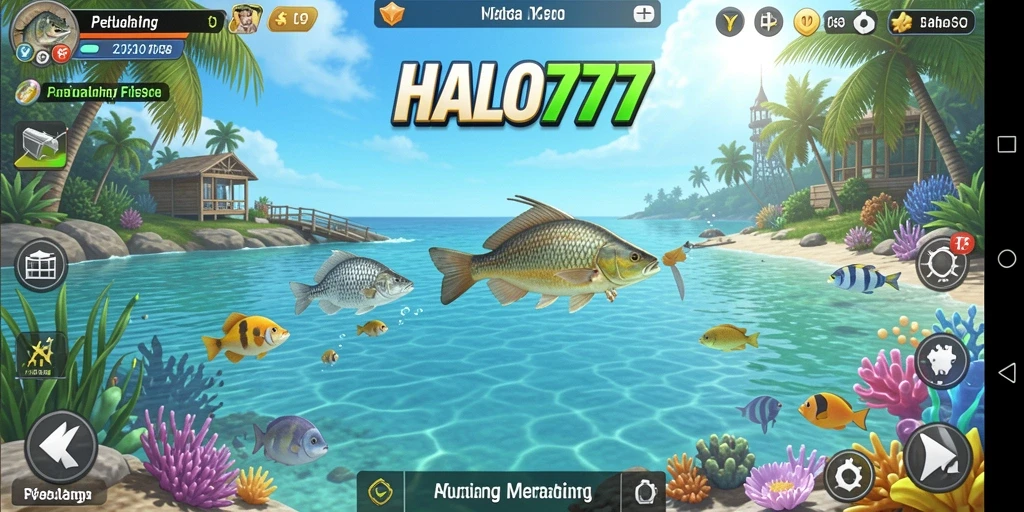 Tampilan gameplay HALO777 yang menampilkan aksi memancing yang seru.