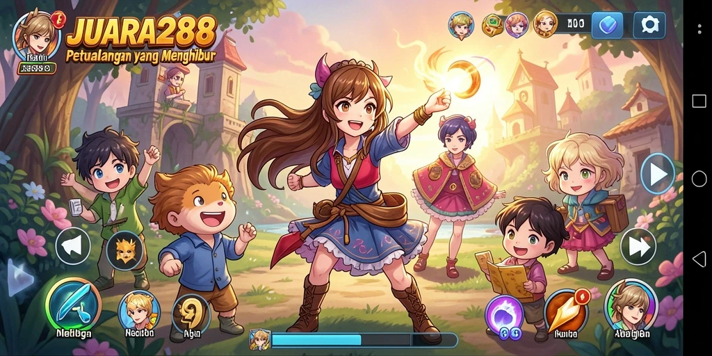 Tampilan gameplay seru JUARA288 dengan karakter Anime yang menarik.