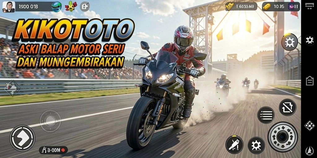 Tampilan menegangkan dari balapan motor di KIKOTOTO yang seru.